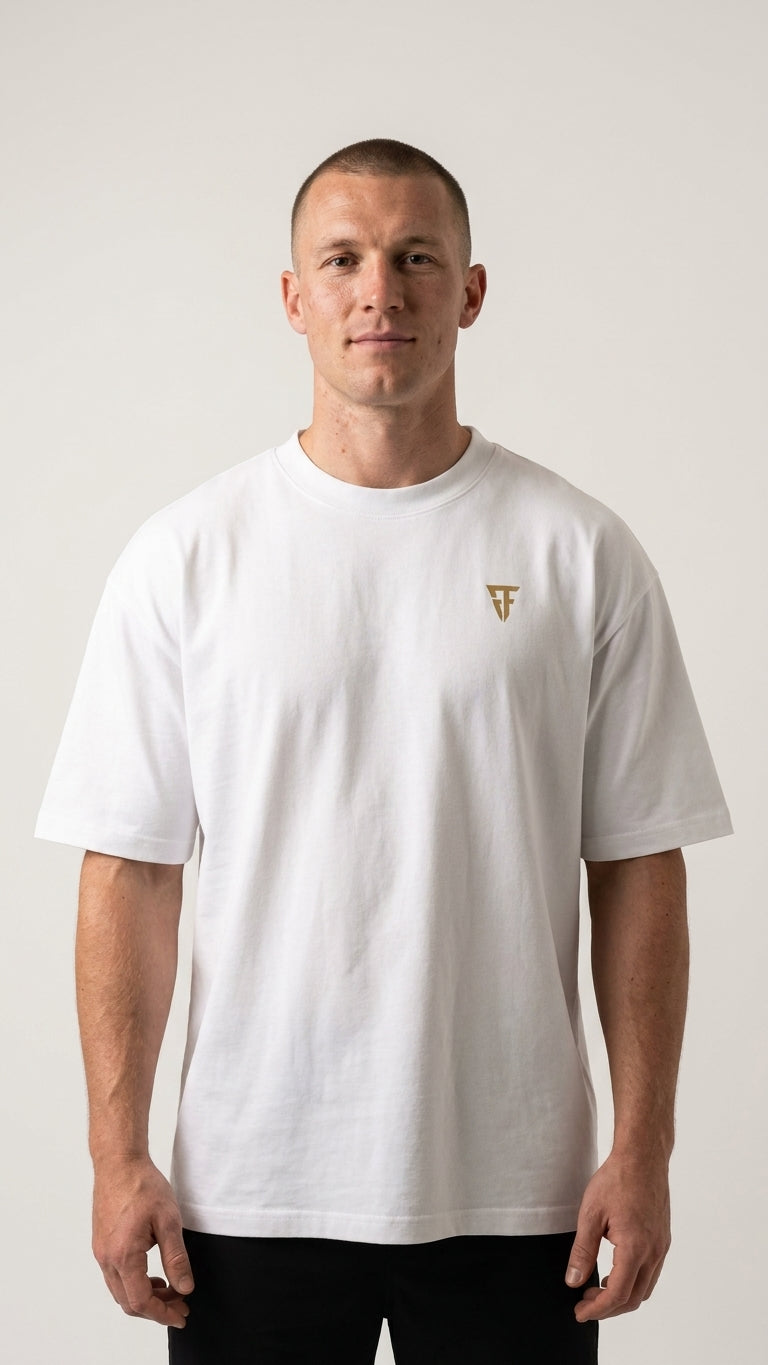 The Fortitude Heavyweight Boxy Tee - White/Gold