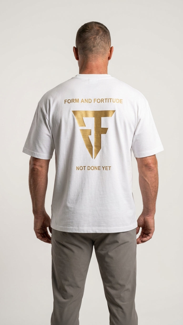 The Fortitude Heavyweight Boxy Tee - White/Gold